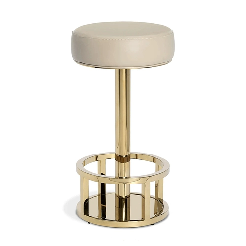 Пост -Модерный легкий роскошный кожаный бар -стул Накаджима Такама кафе кофе из нержавеющей стали из нержавеющей стали металлическое круговое столовое бар батон