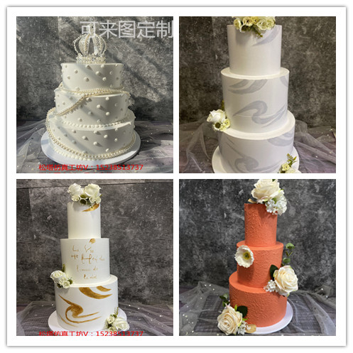 仿真蛋糕模型影楼拍摄道具三层鲜花款假蛋糕橱窗摆设样品橘色新款