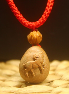 桃木生肖羊吊坠属羊项链宝宝挂坠