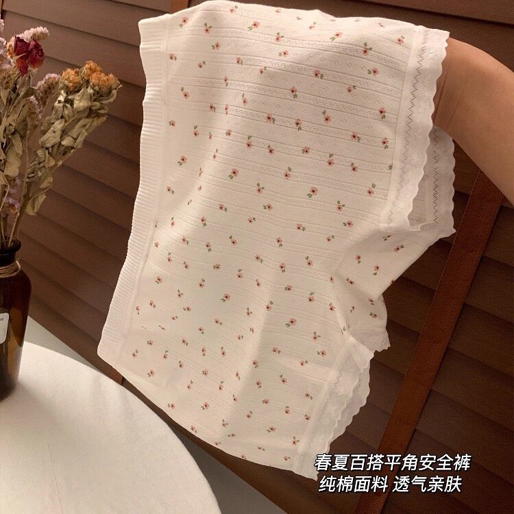 全棉抑菌韩系碎花平角安全裤