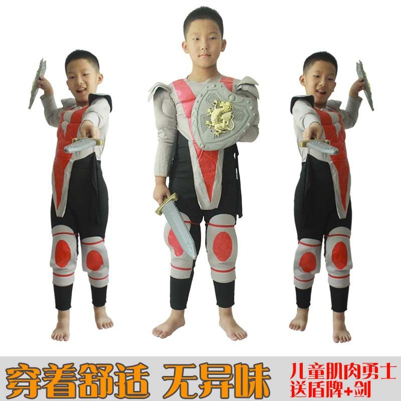 cos儿童肌肉勇士表演服万圣节主题派对舞会装扮铠甲勇士英雄服装.图片