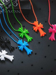 Croma caron color ジェニー aespa ヤン・ミ同じスタイルのラバーアクセサリー男性と女性のための 2 つのサークル CH クロスネックレス