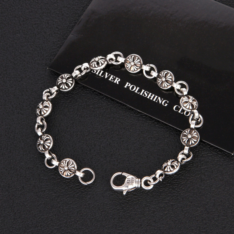 克罗男女合金镀银复古小众手链