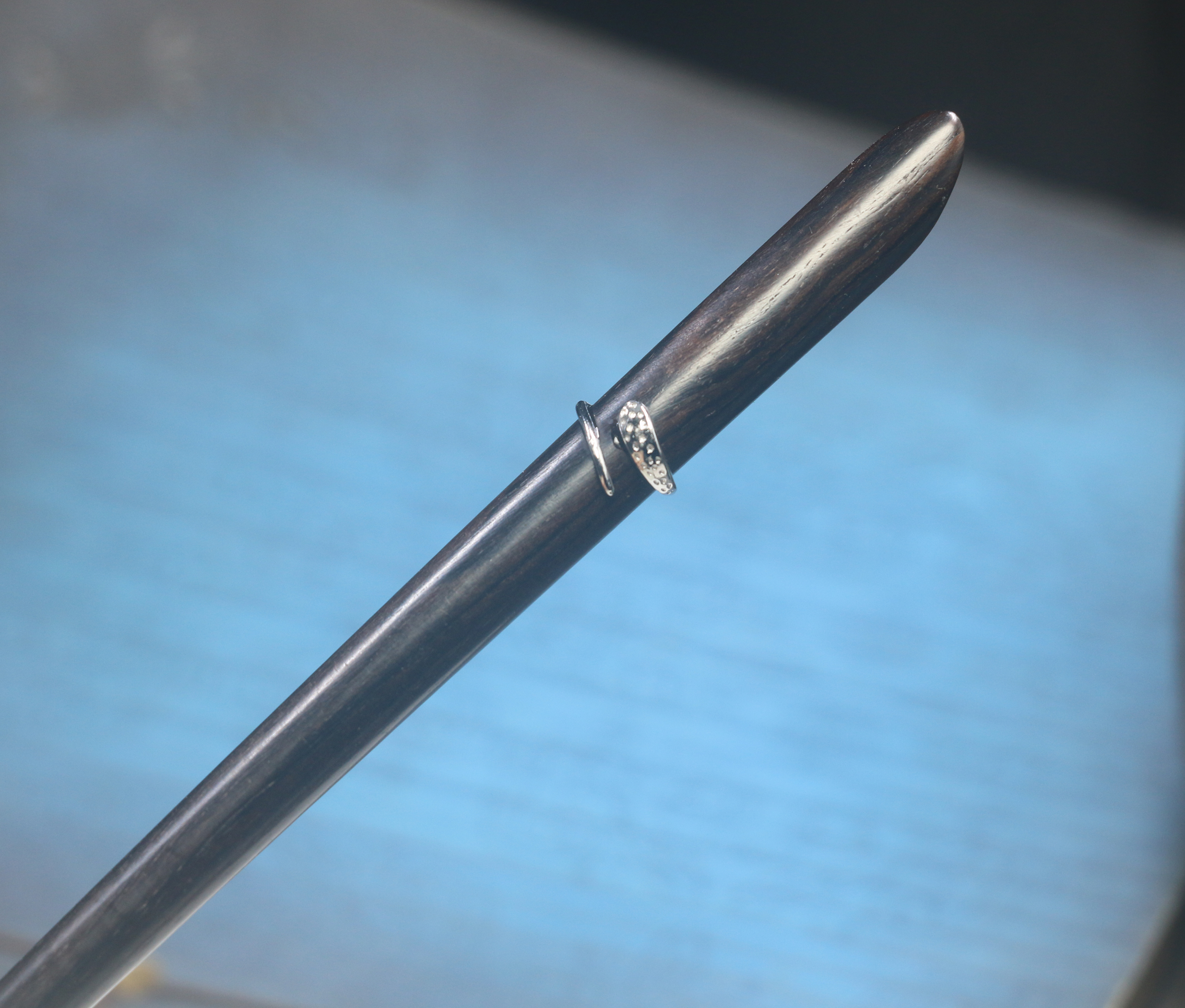 幸运之环925银饰手工黑檀木发簪简约盘发头饰发饰夏季丸子头百搭