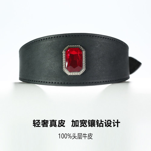 100%头层牛皮镶嵌宝石宠物项圈