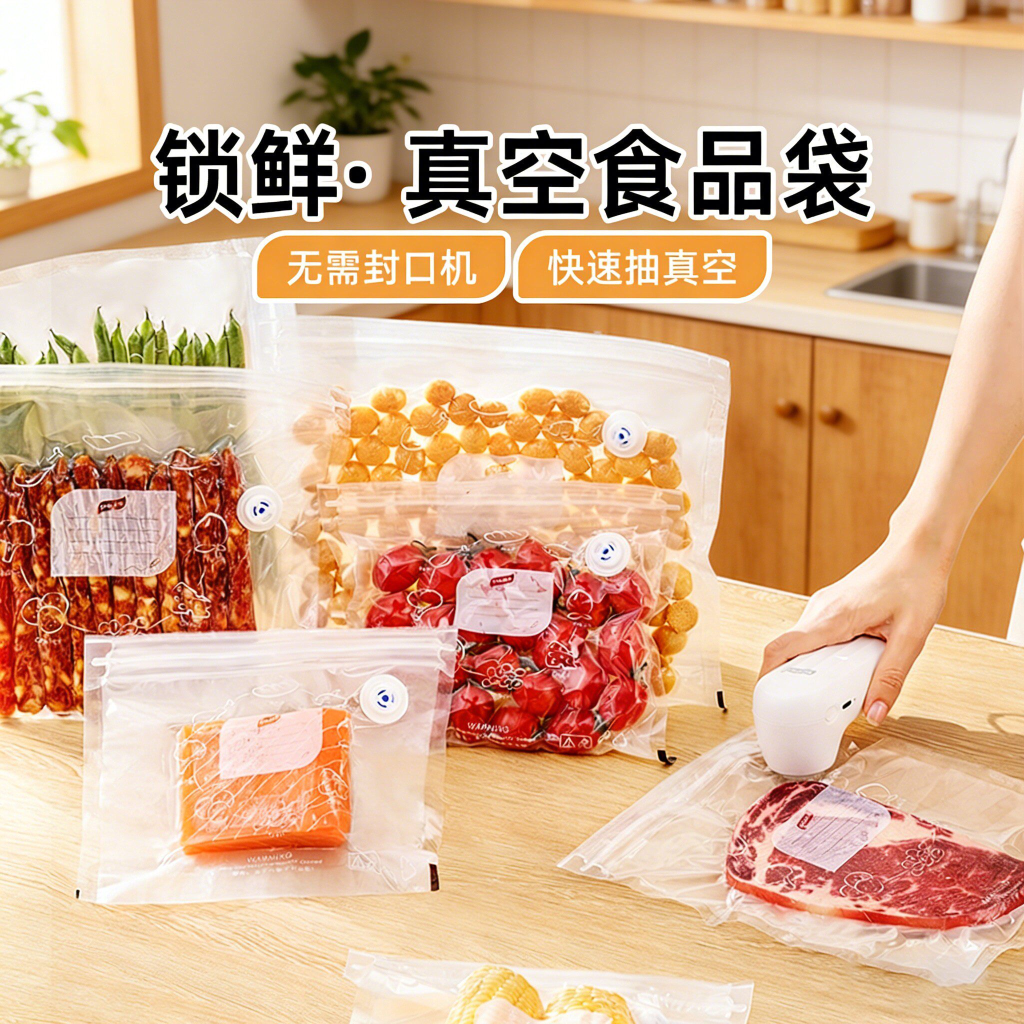 太力抽真空食品袋加厚水果密封压缩袋冰箱食品级保鲜袋家用包装袋
