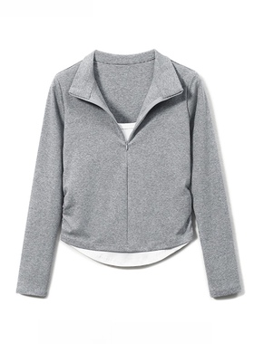 休闲百搭时尚修身洋气开衫卫衣大码新款潮流假两件灰色个性上衣