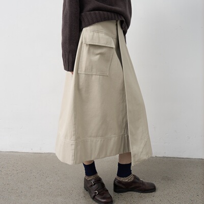 一片式全棉半裙秋冬女