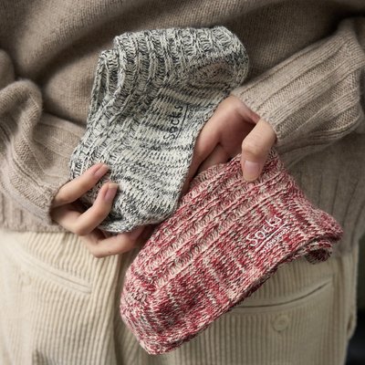 四季可穿多色粗针休闲中筒袜