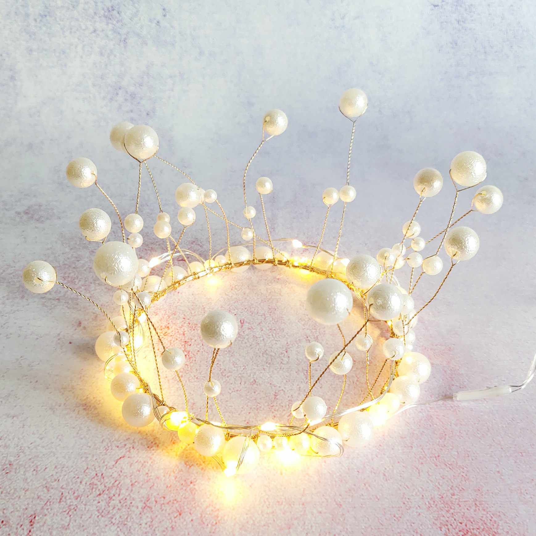 海草流苏铁丝珍珠皇冠生日蛋糕装饰摆件网红女神蛋糕配件场景插件