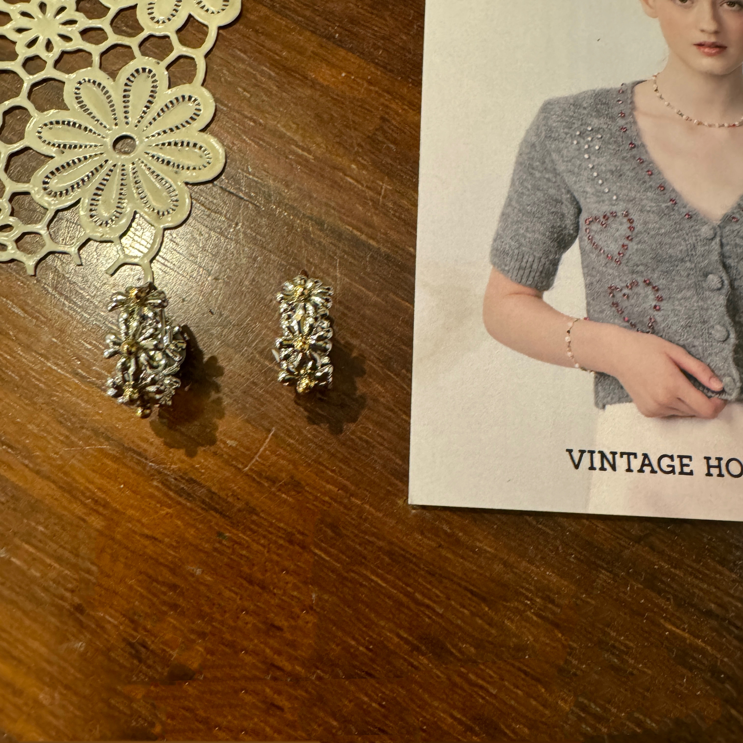 韩国博主同款小雏菊复古花朵耳环