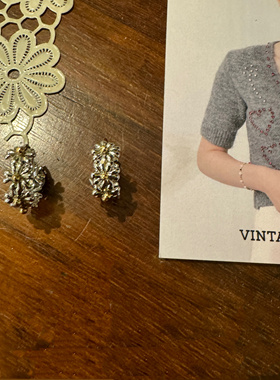 自制韩国博主同款复古vintage hollywoods小雏菊耳钩耳钉925银针