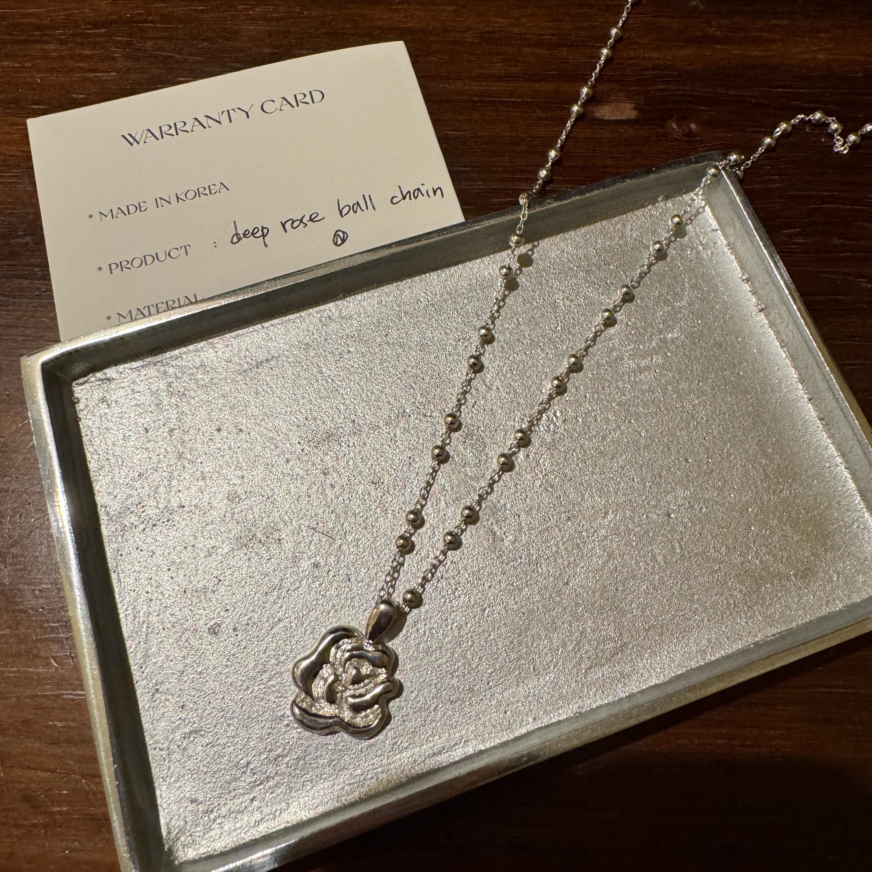 自留自制韩国deepbrow玫瑰通体S925纯银长款毛衣链