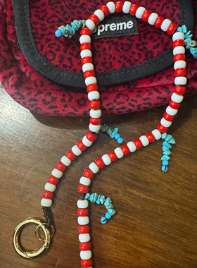 自制法国IMEMOI彩色串珠配饰钥匙扣手机链相机挂绳珠子周美美同款