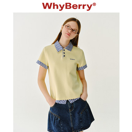 WhyBerry 25SS“夏日绵绵” 撞色条纹polo衫半开领学院风假两件