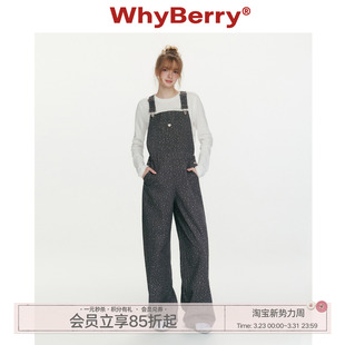 阔腿纯棉长裤 WhyBerry 复古印花高腰牛仔背带裤 草莓禁果 26SS