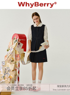 WhyBerry 25SS“牛仔甜心”波点无袖连衣裙U领少女风裙子衬衫套装