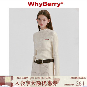 WhyBerry 23AW“可机洗羊毛”纯色长袖打底女T恤衫内搭外穿短上衣