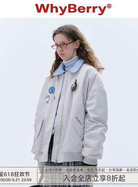 WhyBerry 24AW“FLY乐园”美式休闲飞行夹克外套百搭灰色2024秋冬