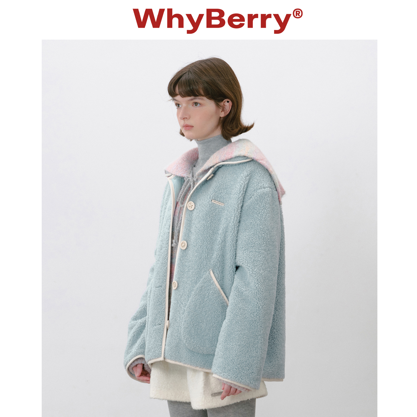 【收藏加购 优先发货】WhyBerry 25AW“蓝莓可颂”纯色羔毛大衣
