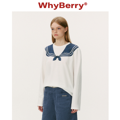 WhyBerry 25AW“航海物语”原创海军领印花T恤少女风秋季长袖上衣