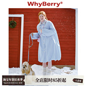 WhyBerry 外套女加厚 蓝色落肩棉服纯色2025冬季 24AW 冬日午后
