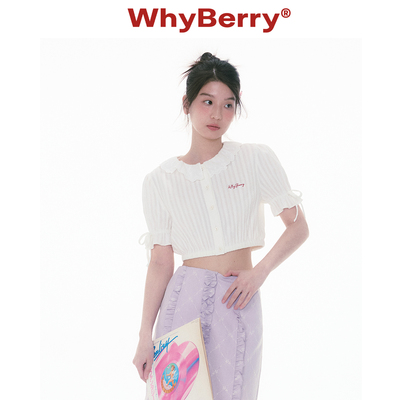 WhyBerry 25SS“慕斯蓝莓”法式公主小衫蕾丝泡泡袖短袖夏少女风