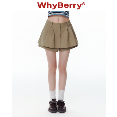 WhyBerry 25SS“夏的际遇”短款A字裙裤复古小个子短裤夏季2025新