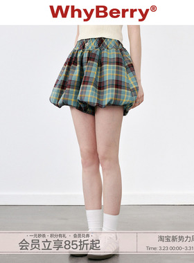 WhyBerry 24SS“假日圆舞曲”花苞格子短裤小个子裙裤校园少女风
