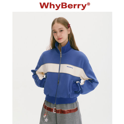 WhyBerry 25AW“复古回溯”美式棒球服时髦短外套拼接卫衣秋冬