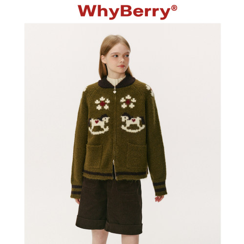 WhyBerry 25AW“绵心小马”趣味小马针织毛衣慵懒开衫外套设计感