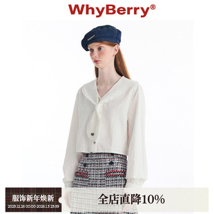 女长袖 WhyBerry 海军领衬衫 星海水手 翻领衬衣甜美学院风 24AW