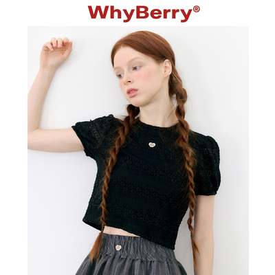 WhyBerry蕾丝面料T恤甜美