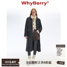 【宅子同款】WhyBerry“半糖摩卡”黑色长款大衣复古外套冬/现货