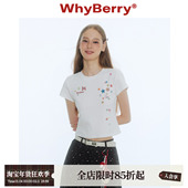 25SS 纽扣海星 圆领印花短款 WhyBerry t恤复古文艺俏皮减龄短袖