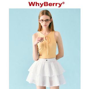售空下架 黄白格外穿吊带短款 WhyBerry 搭配法宝 蝴 23SS
