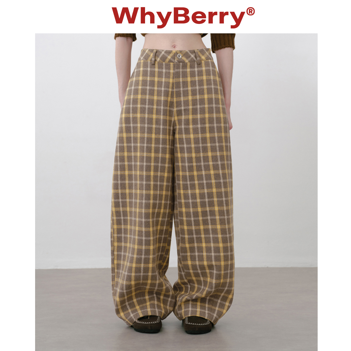 【收藏加购 优先发货】WhyBerry 25AW“榛果香蕉派”格纹弯刀裤