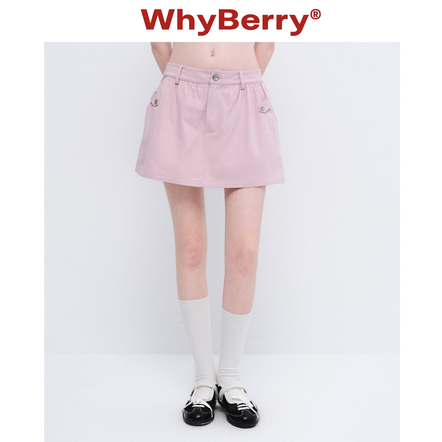 WhyBerry 26SS“云朵花信”100%纯棉工装裙裤女设计感a字半身裙图片