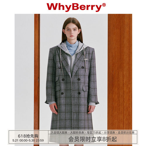 whyberry毛呢大衣中长款