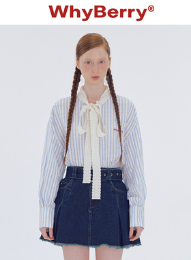 WhyBerry 24SS“糖豆少女”长袖款蕾丝蝴蝶结衬衫上衣夏季甜美风