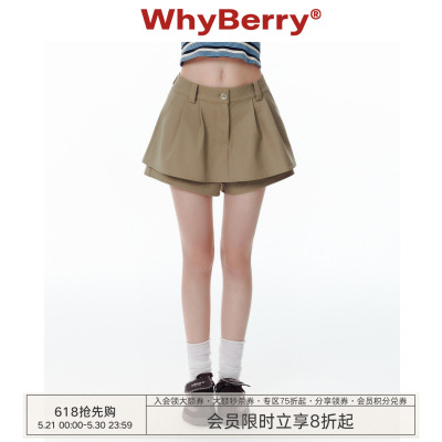WhyBerry 25SS“夏的际遇”短款A字裙裤复古小个子短裤夏季2026新