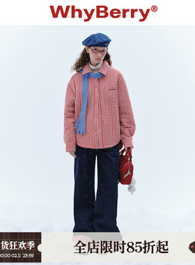 WhyBerry 24AW“莓巧松饼”撞色复古格纹棉服叠穿显瘦冬季外套女