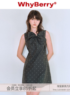 WhyBerry 24SS“星的重奏”微A无袖连衣裙不规则蝴蝶结修身裙子女