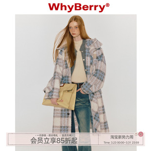 粉色格子大衣慵懒保暖中长款 气泡奶酥 外套秋冬 23AW WhyBerry