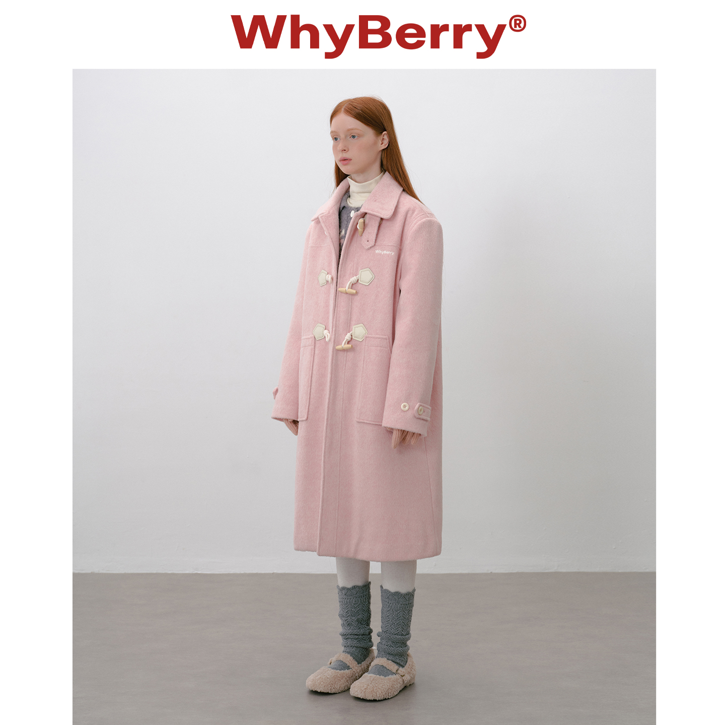 【收藏加购 优先发货】WhyBerry 25AW“草莓慕斯”牛角扣大衣
