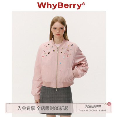 WhyBerry 25AW“BERRY乐园”印花夹棉飞行夹克2025秋冬防风外套