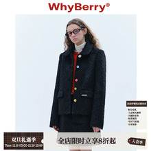 WhyBerry 24AW“公主假日”毛绒正肩西装外套彩色扣带垫肩小正装