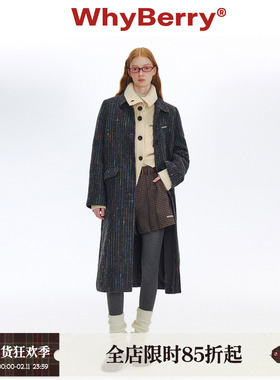 【宅子同款】WhyBerry“半糖摩卡”黑色长款大衣复古外套冬/现货