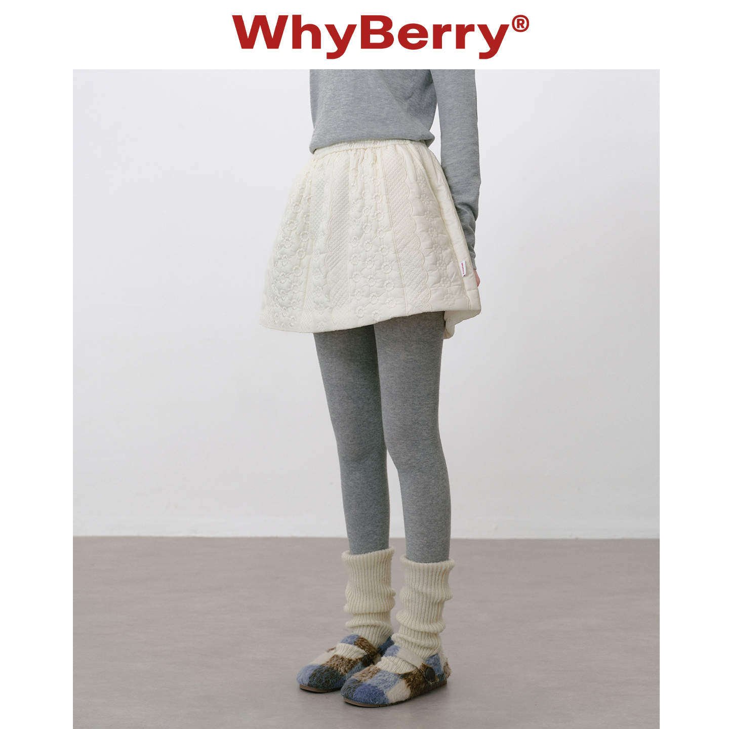 WhyBerry 25AW“莓子派”撞色格纹显瘦半身裙A字夹棉短裙女秋冬