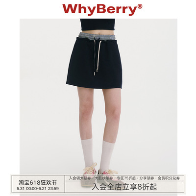 WhyBerry 25AW“禁止时髦”格纹腰头拼接卫裙韩系松弛感减龄短裙